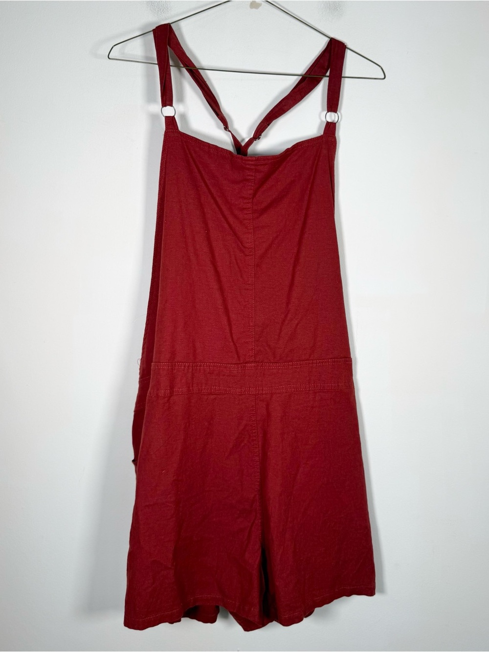 torrid Women’s NWT Plus Size 4/4X Stretch Linen Blend Shortall in Fire Brick